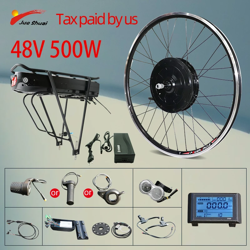 

Jueshuai Electric Bicycle Conversion Kit 48V500W ebike Rack Conversion Kit with 21A Battery 26inch 700C